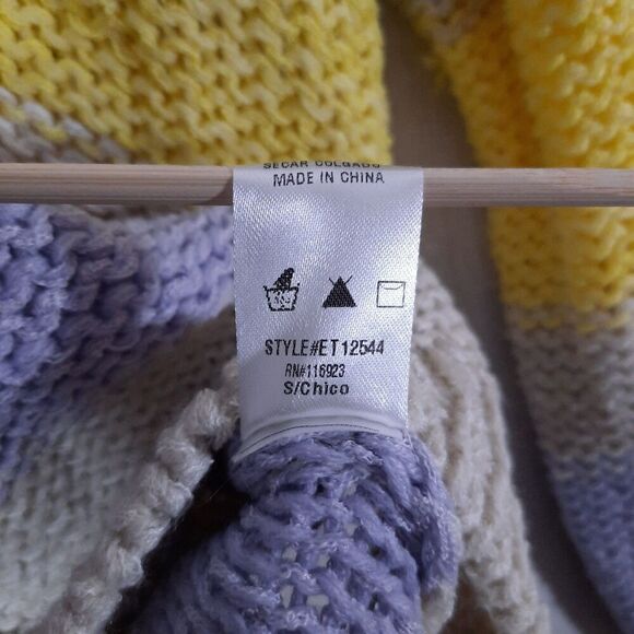 Easel Oversized Sweater Size Small Soft Knit Pullover Crew Neck Pastel Stripes - Picture 12 of 12